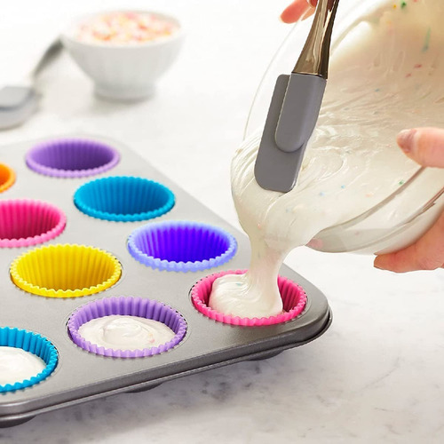 Imagen 3 de 7 de Moldes Para Cupcakes O Muffins Reutilizable Silicon 12 Pack