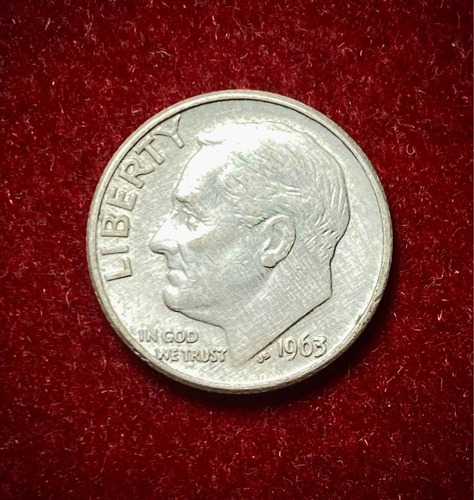 Moneda 1 Dime Estados Unidos 1963 Denver Km 195 Plata 0.900