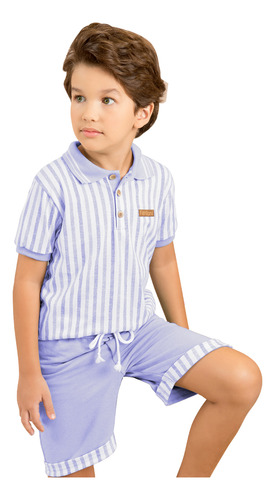 Conjunto Infantil Menino Camiseta Polo Bermuda Fantoni