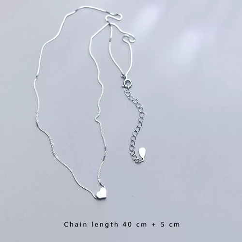 Imagen 5 de 5 de Collar Colgante Corazón Enchapado Plata 925