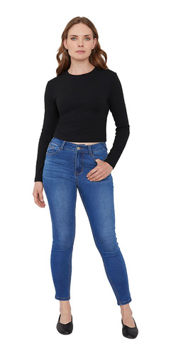 Jeans Mujer Push Up Skinny Azul Medio Corona