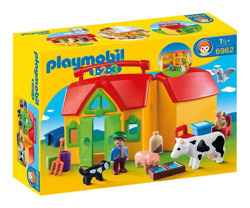 Playmobil 1 2 3 Granja Maletin 17 Piezas Para Niños Febo