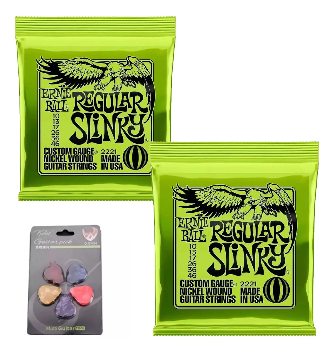 Cordas de guitarra elétrica Ernie Ball 2221 10-46, 2 unidades