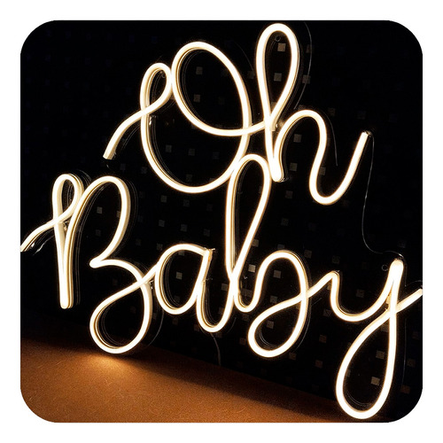 Placa Letreiro Luminoso Neon Oh Baby 50x50 Chá Bebê Aniversá