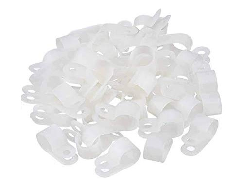 100 Clips Nailon Blanco Tipo R Para Gestion Cabl (1 8 