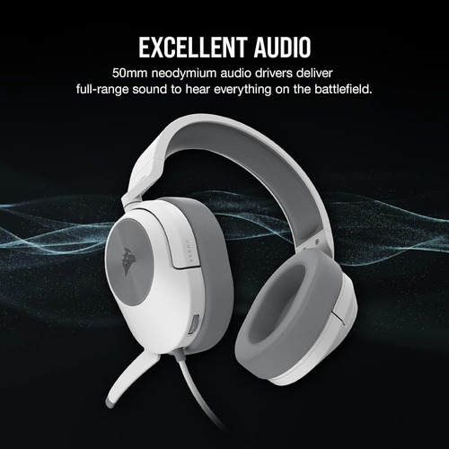 Headset Gamer Corsair Hs55 P2 3.5mm Com Microfone Branco