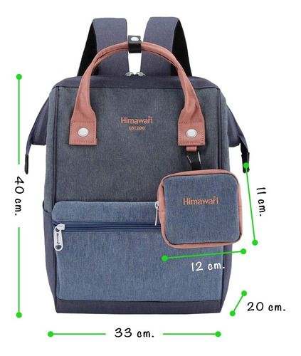 Imagen 2 de 6 de Mochila Bolso Himawari Con Monedero Ideal Notebook Varios Colores Envio Gratis