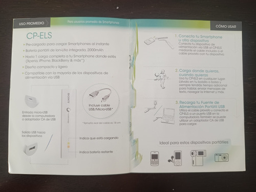 Sony - Cargador/ Batería Portátil- Ion-litio 2000mah (Usado)