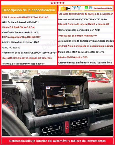 Auto Radio Estéreo Android Gps Para Suzuki Jimny 2021-2023