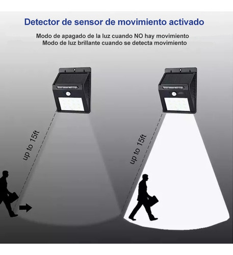 Pack De 4: Lámpara Solar De Pared 30 Leds Sensor Movimiento