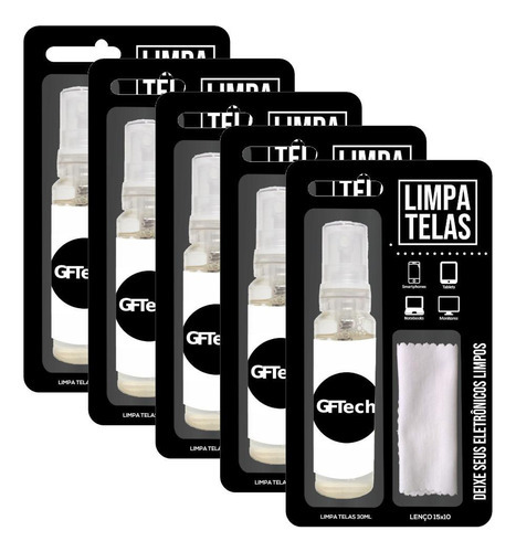 5 Kits Limpa Telas 30ml Com Pano Microfibra - Gftech
