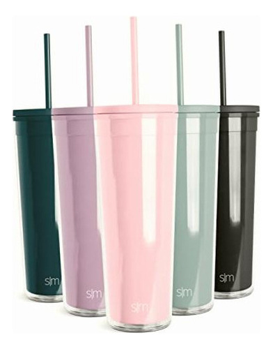 Simple Modern Plastic Tumbler With Lid And Straw | Reusable Color -Blush