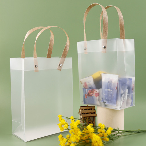 10 Bolsas De Regalo Fiestas Con Asa Transparente De 20 X 15