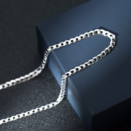 Collar Cadena Estilo Cubano Unisex Plata 925 Regalo Joyería