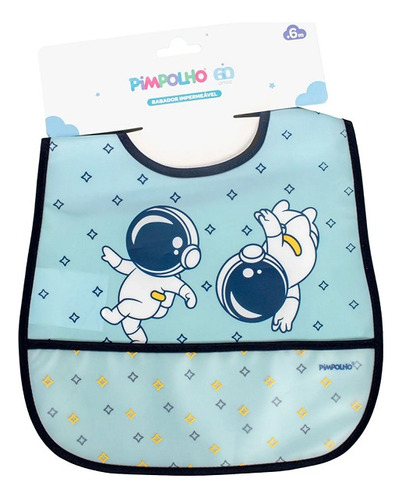 Babador Impermeavel Soft Pimpolho Pega Migalhas Cor AZUL/ASTRONAUTA