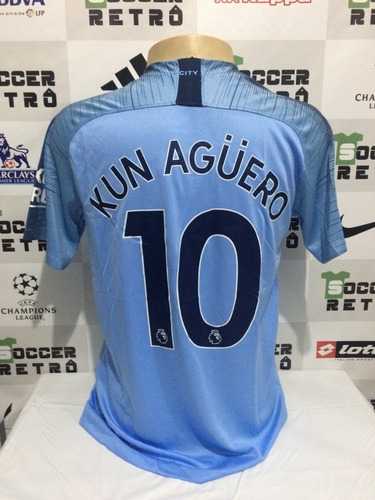 Camisa Manchester City 2018-19 Aguero 10 P. League À P/ Ent