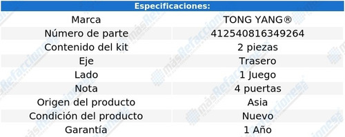 Combo Loderas Traseras Tong Yang Accord Del 2016 Al 2017
