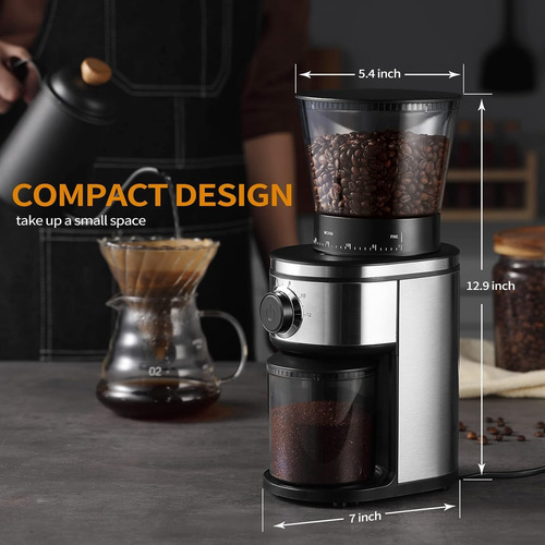 Moedor De Rebarbas De Café Com Berço De Portafiltro, Cônico.