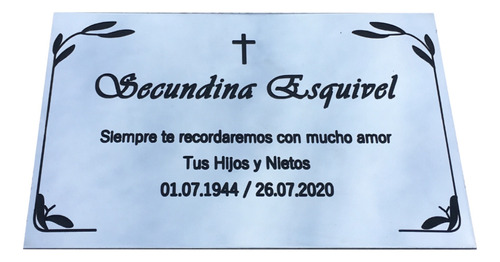 Placa Recordatoria Para Cementerio 25x12cm. Lápidas, Nichos.
