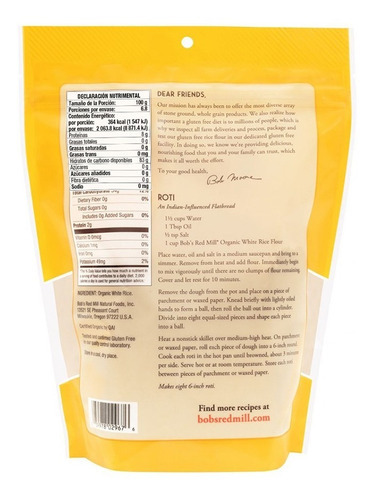 Harina Arroz Blanco Bob's Red Mill 680g