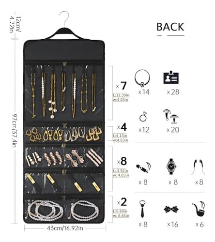 Smriti Organizador De Joyas Colgante Con Bolsillos Dobles Co