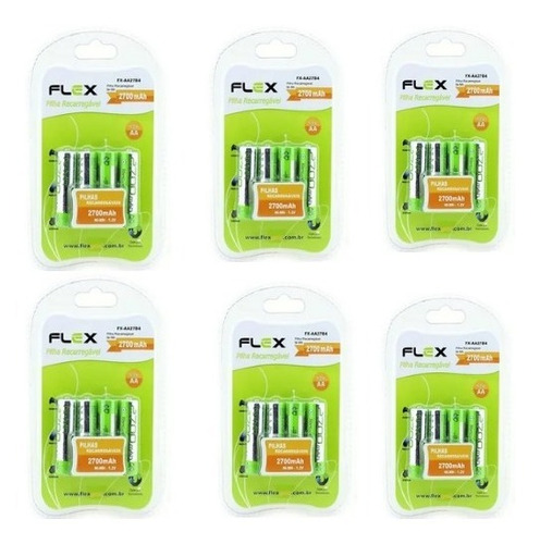 24 Pilhas Pequena  Recarregável Flex Aa 2700mah  Pequena