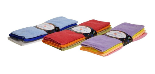 Set De 4 Paños De Microfibra Antibacterial Colores Surtidos 