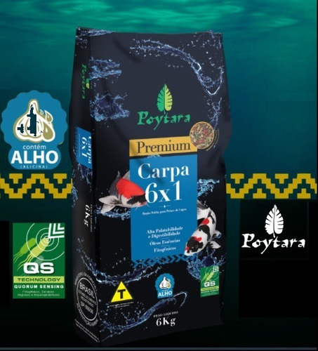 Imagem 2 de 5 de Ração Para Carpas Poytara Mix Premium 6x1 Lago Koi - 6 Kg