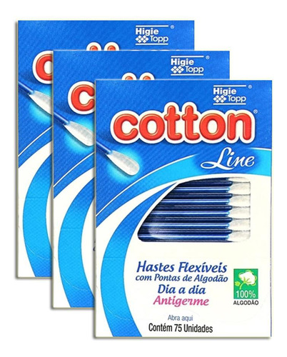 Cotonete Cotton Line 75 Unidades 100% Algodão