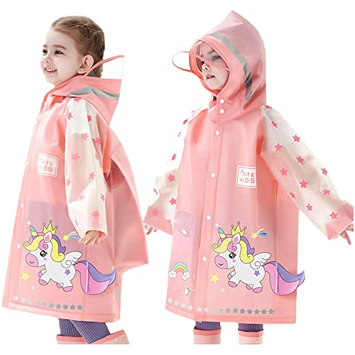 Chubasquero Para Niños Con Diseño Unicornio Talla S Rosa