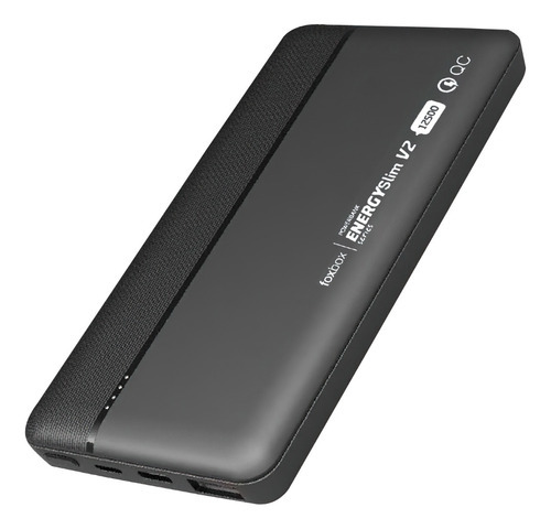 Powerbank Energy Slim V2 12500 Mah Foxbox Banco De Poder + Color Negro