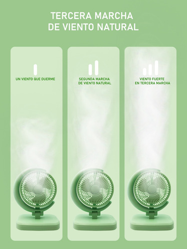 Ventilador Portátil 3 Velocidades De Viento Con Luz Led Verd Verde