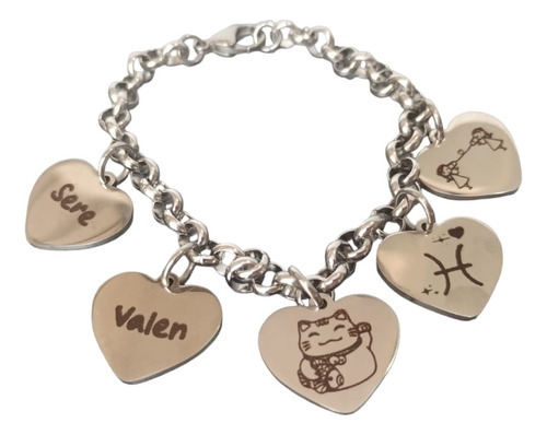 Pulsera Con Hasta 5 Dijes Para Personalizar Acero Quirúrg 