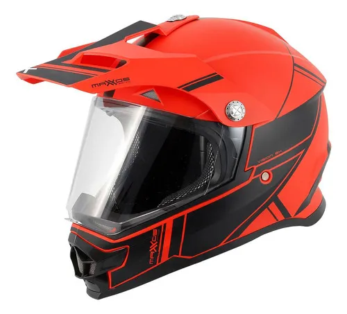 Capacete Dual Com Viseira Mattos Racing Ttr2 Leve E Moderno Cor Vermelho Tamanho do capacete 56