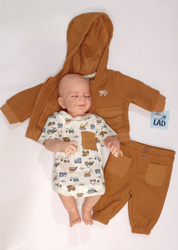 Conjunto De 3 Piezas Chaqueta, Pant Y Pañalero Estampado