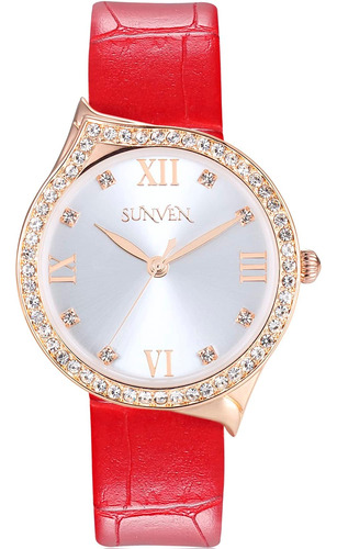 Reloj Sunven Reloj De Pulsera De Cuarzo Con Diamantes Brilla