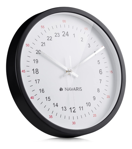 Navaris Reloj De Pared De 24 Horas, Reloj Analgico Militar D