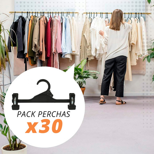 Imagen 4 de 10 de Percha Pollera Pantalon Jean Broche Gancho Reforzado Pack 30