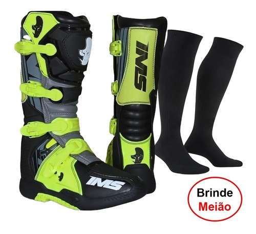 Bota Ims Factory Preta/amarelo Trilha Promoção + Brinde