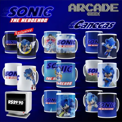 Caneca Sonic O Filme Sonic The Hedgehog Ouriço Correndo