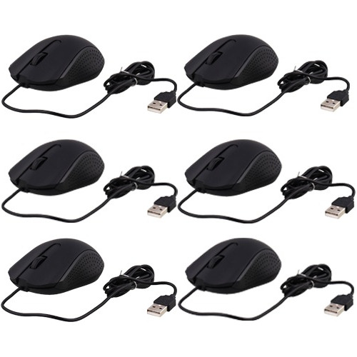 Paquete De 6 Mouse Óptico Prologic, Negro, Alámbrico, Usb.