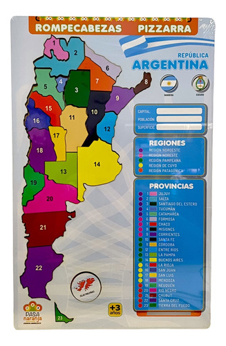 Mapa Argentina Madera Rompecabezas Y Pizarra Pasanaranja