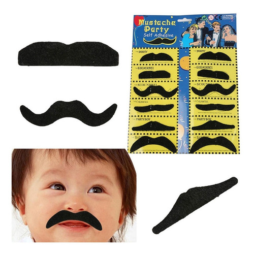 Kit 12 Bigodes Fake Estilo Nerd Balada Hitler Chales Chaplin
