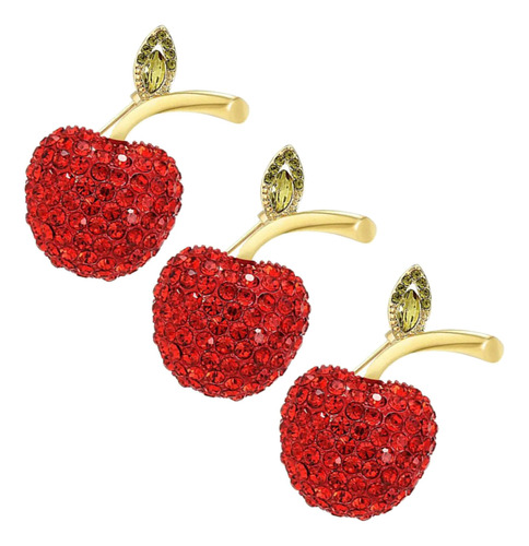 3 Peças De Alfinete De Lapela Moldado Em Strass Em Maçã: Lin
