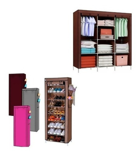 Pack Organizador Xl /ropa Closet Armable + Zapatera 9 Pisos