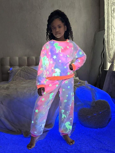 Pijama Invierno Polar Plush Peluche Luminoso Infantil Niños