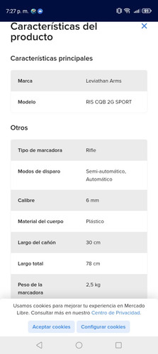 Rifle De Airsoft Leviathan M4 Ris Cpb Bk 2g