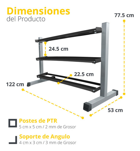 Rack De Mancuernas Tayga RGorilla 5-50 Gym Tayga Color Gris