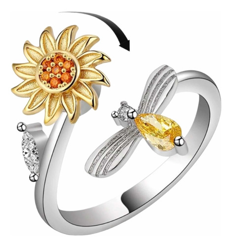 Anillo Girasol Plata 925