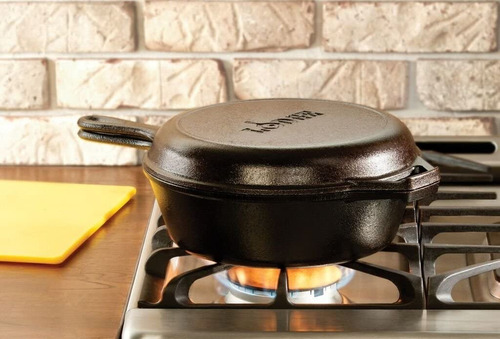 Lodge Lcc3 Pre-seasoned Cast-iron Combo Cooker, 3-quart Color Ver Imagen